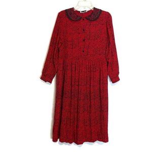Vintage Larisa 1980's Secretary Dress Lace Collar